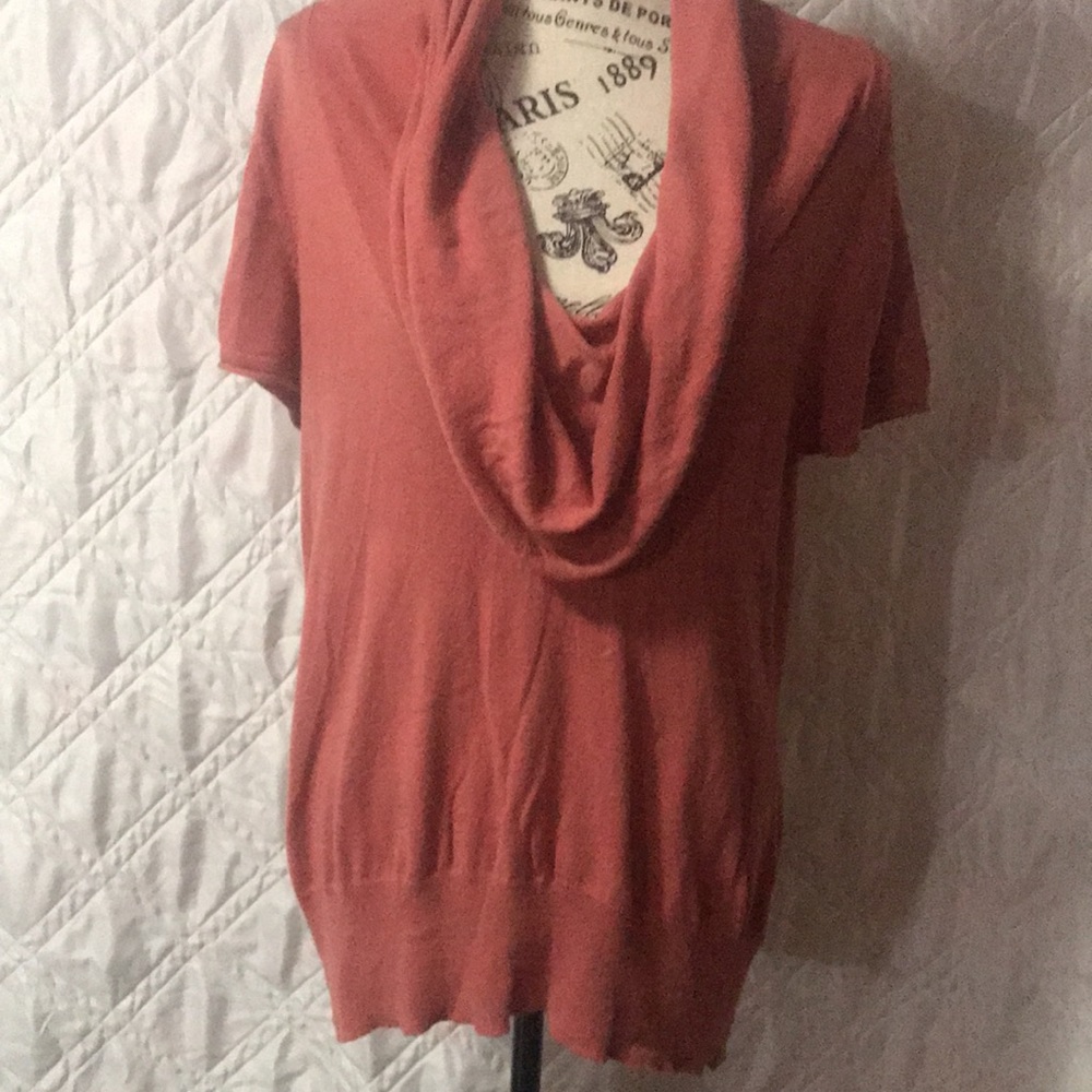 New York and Company Orange short sleeve cowl neck sweater size large